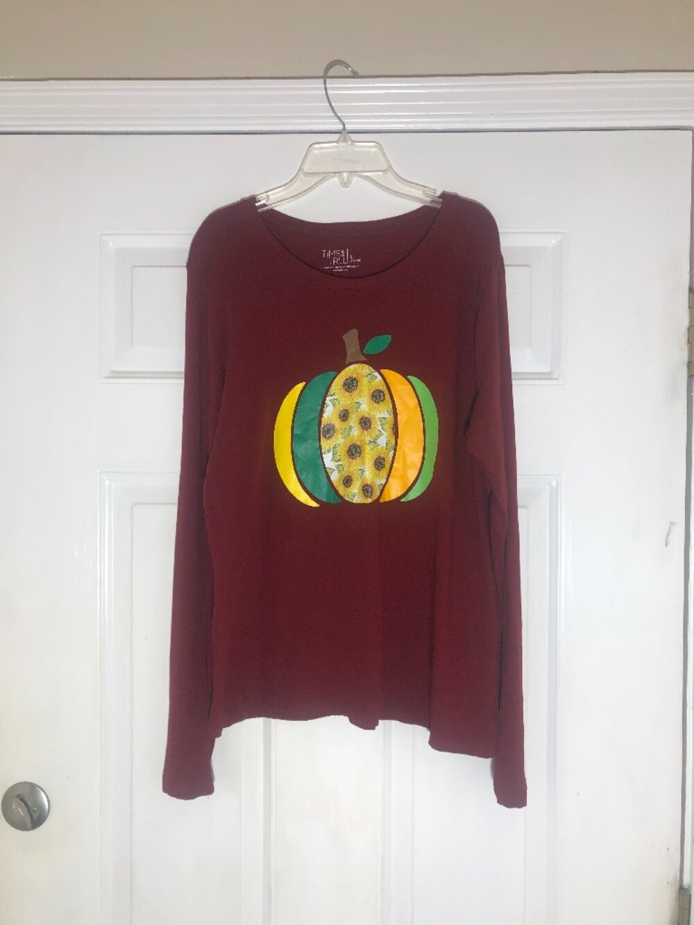 Time and Tru LS Colorful Pumpkin Shirt L (12-14)